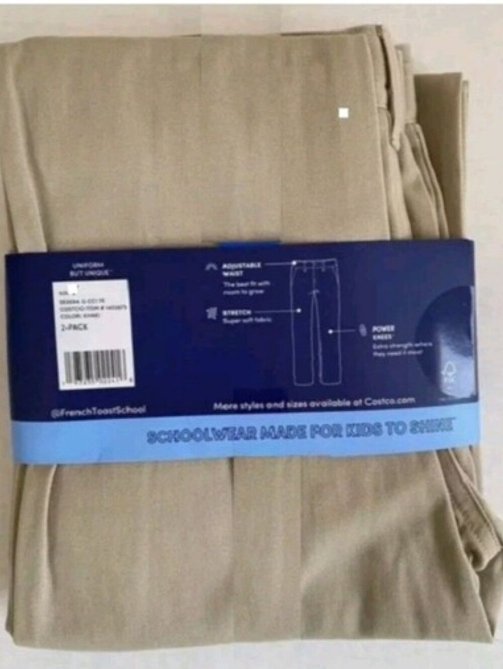 French Toast Boys Uniform Straight Fit Adjustable Waist Pants 2 pack KHAKI 10 - Picture 3 of 3
